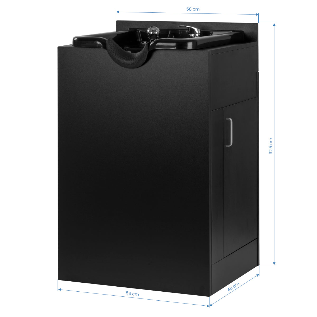 Gabbiano barber station for hair washing with sink and chair, featuring sleek design and professional hair salon accessories.