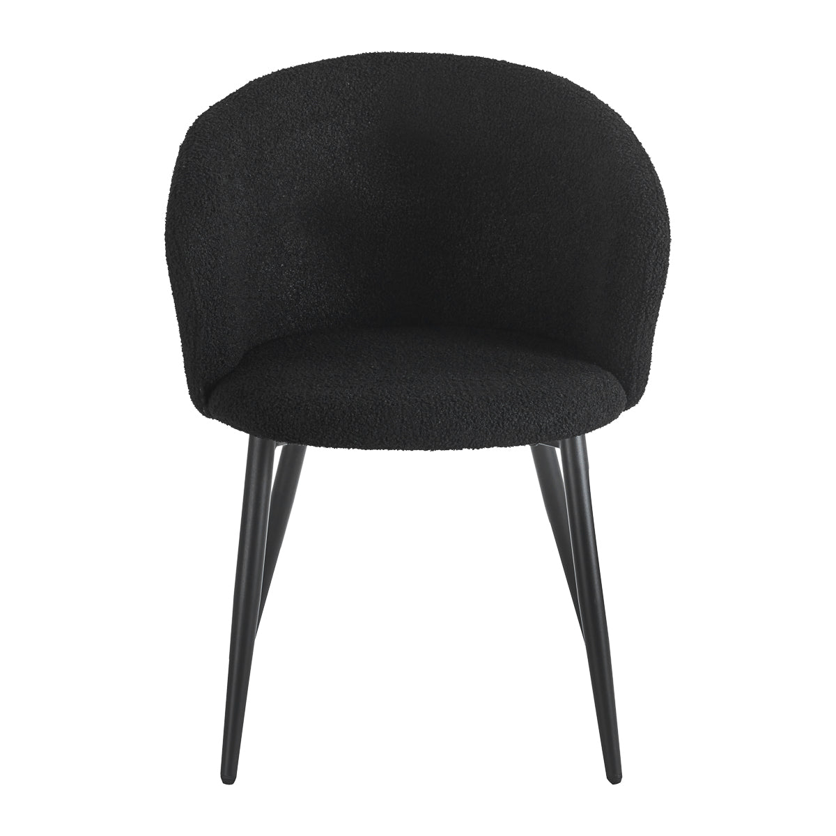 4RICO Asola black sherpa chair with rounded backrest and black metal legs
