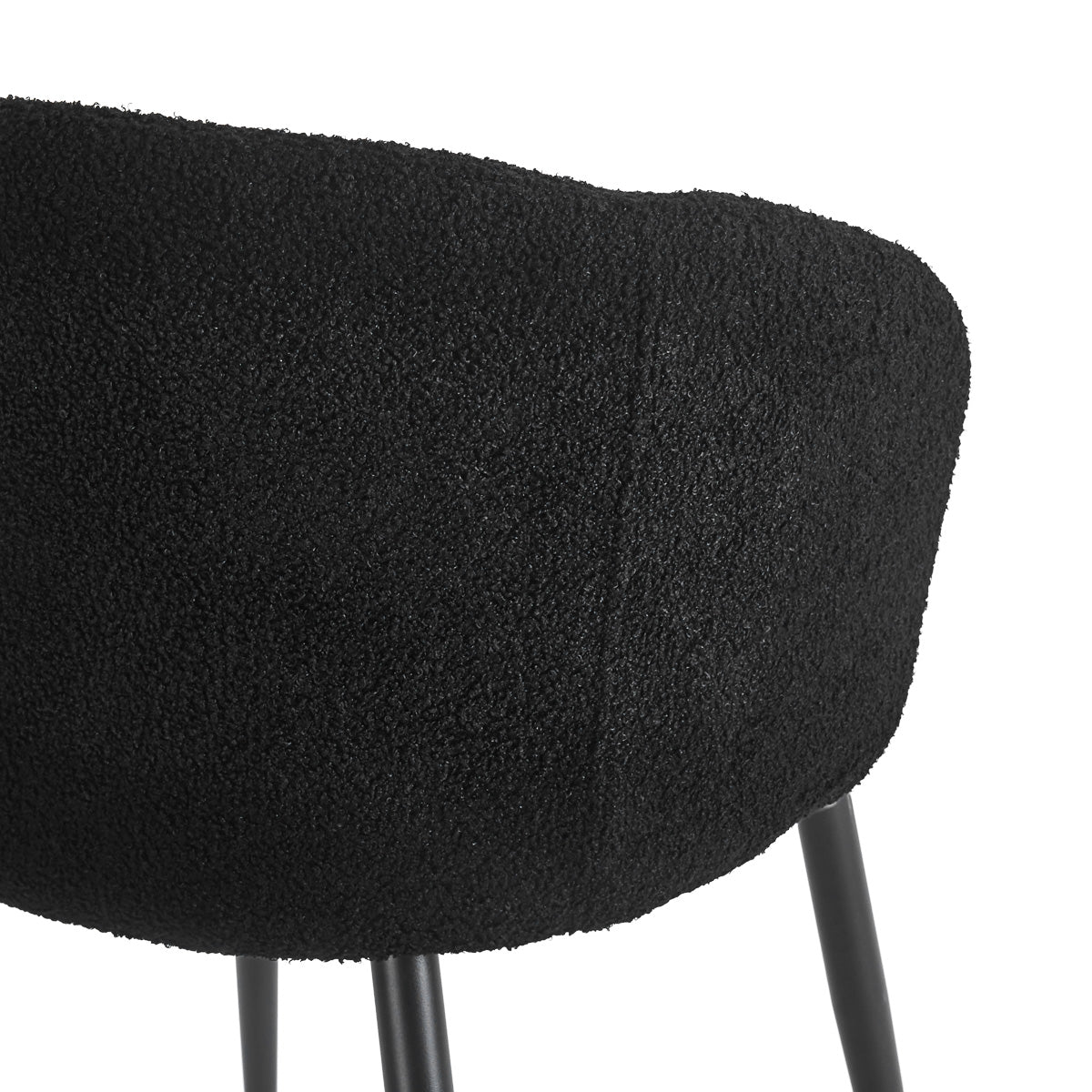 4RICO Asola black sherpa chair with rounded backrest and black metal legs
