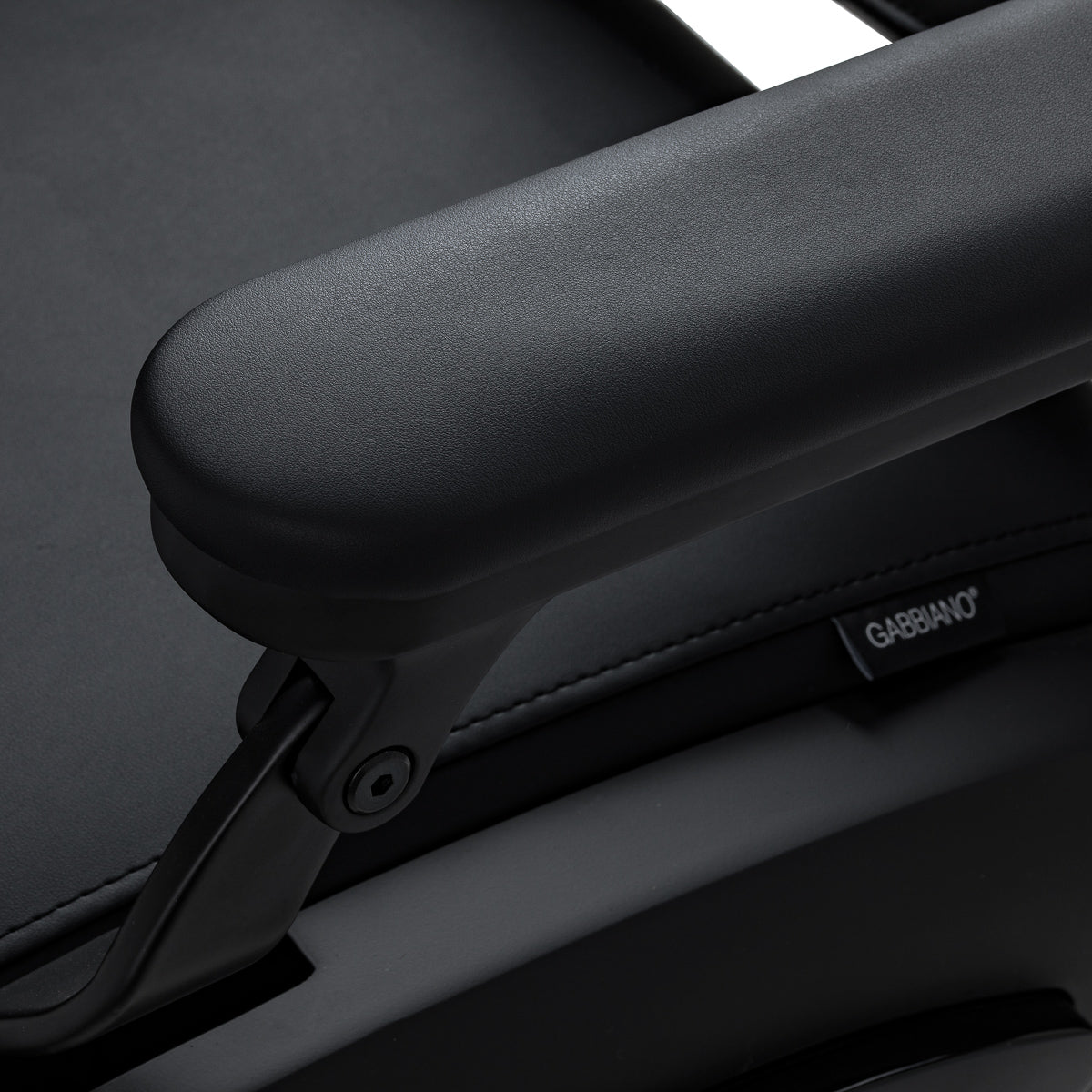 Gabbiano Francesco Barber Chair With Massage – Black, Black Base · Armrest detail