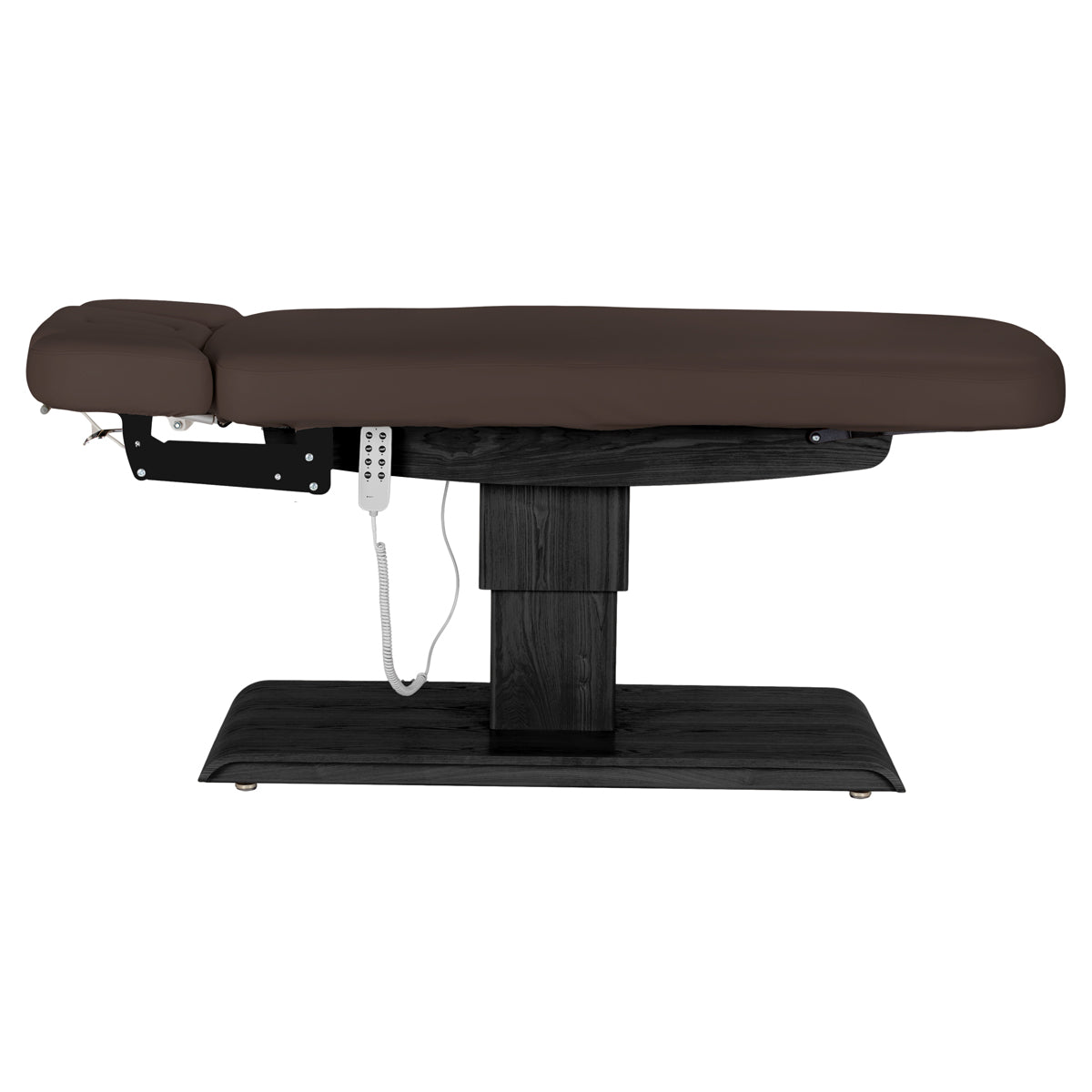 Sillon Relax Electric SPA Lounger – Dark Brown, Black Base · Side view