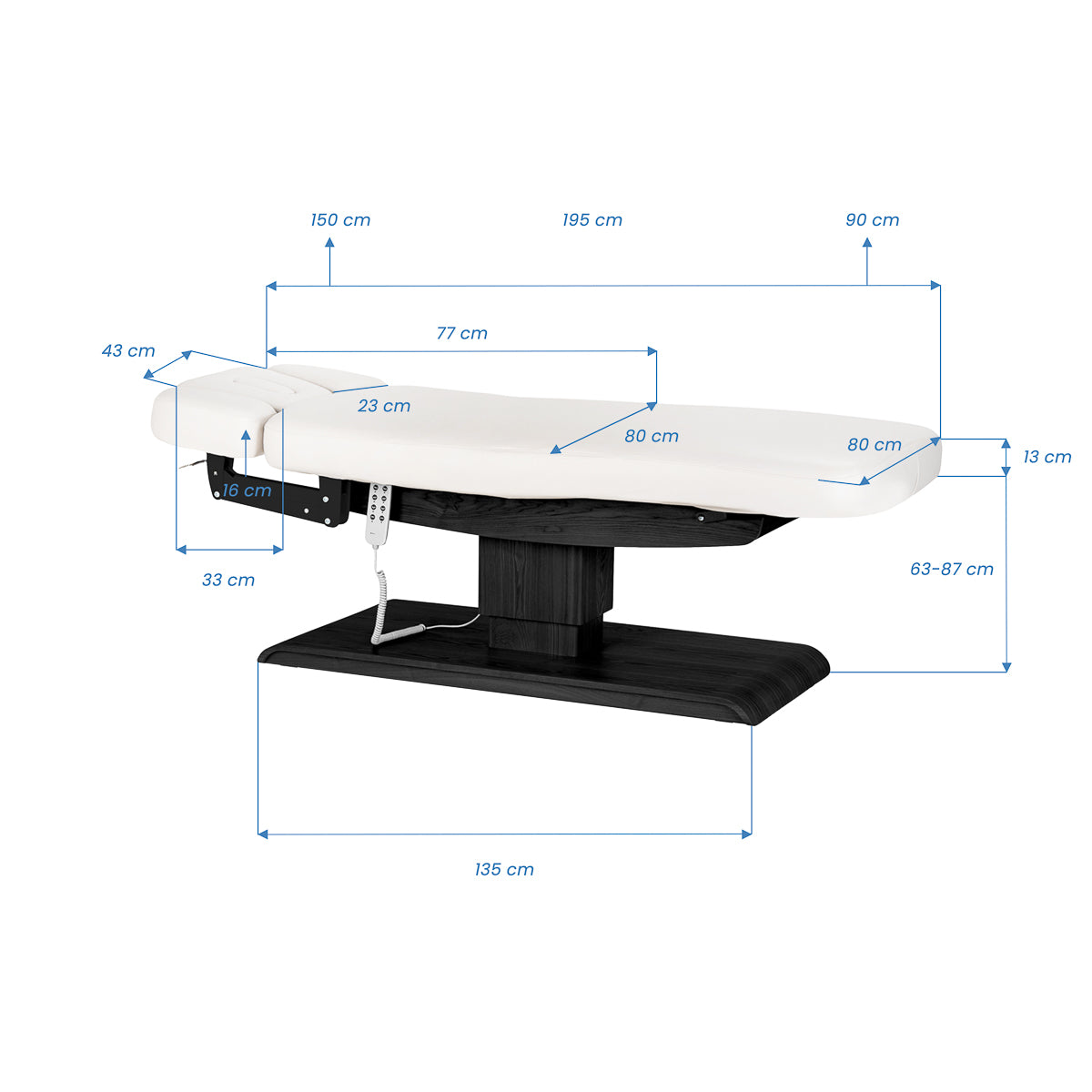 Sillon Relax · white / black · dimension diagram