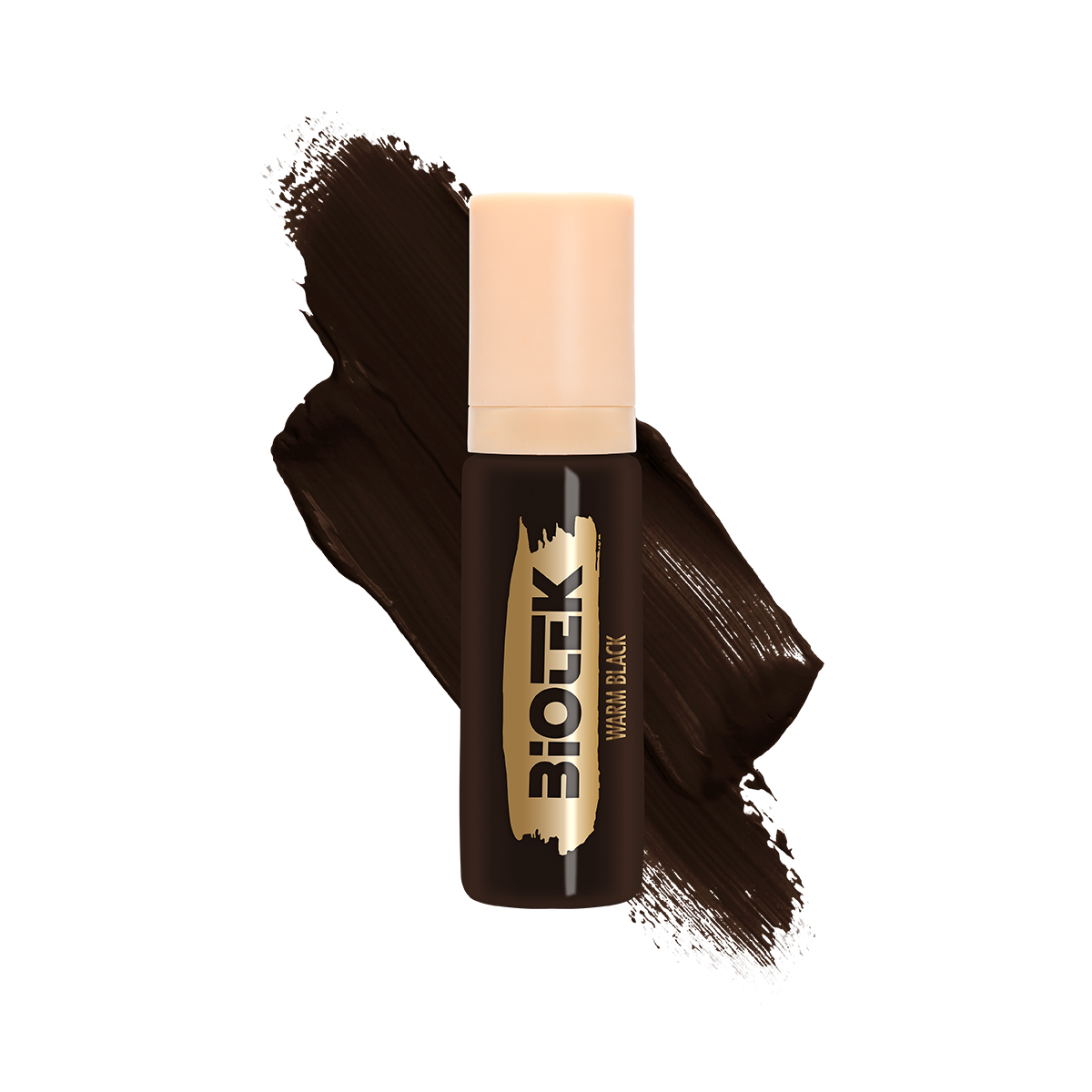 15ml Biotek Warm Black pigment bottle with a black label and clear plastic cap, featuring product details on the label.