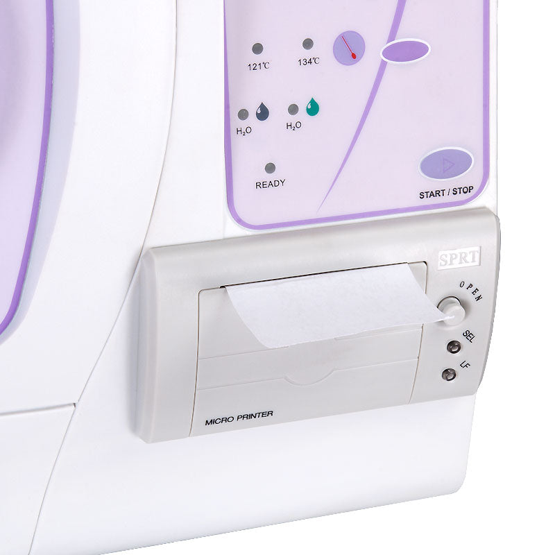 Medical Autoclave Class B 23L by Beauty System with printer, showcasing the sterilization chamber and control panel.