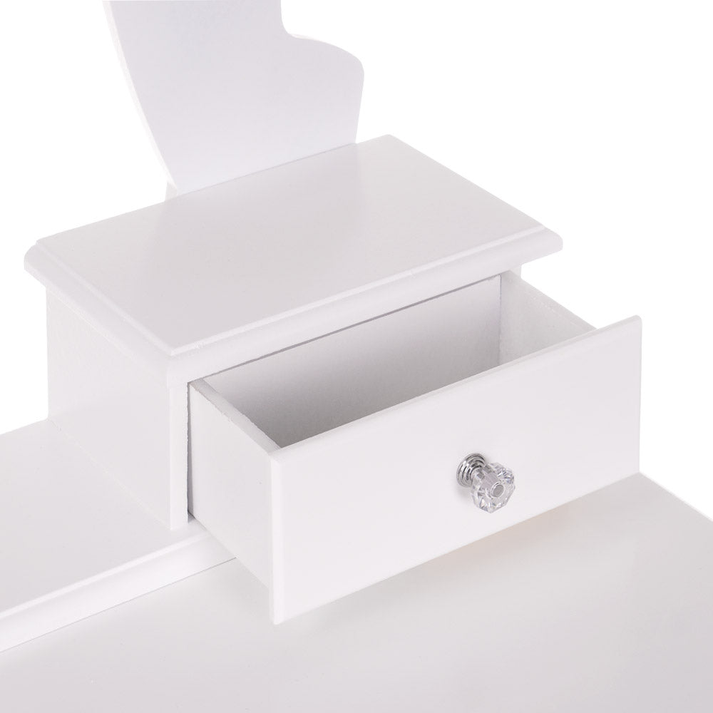 KARI White Vanity Table with LED Mirror & Stool - BVShop