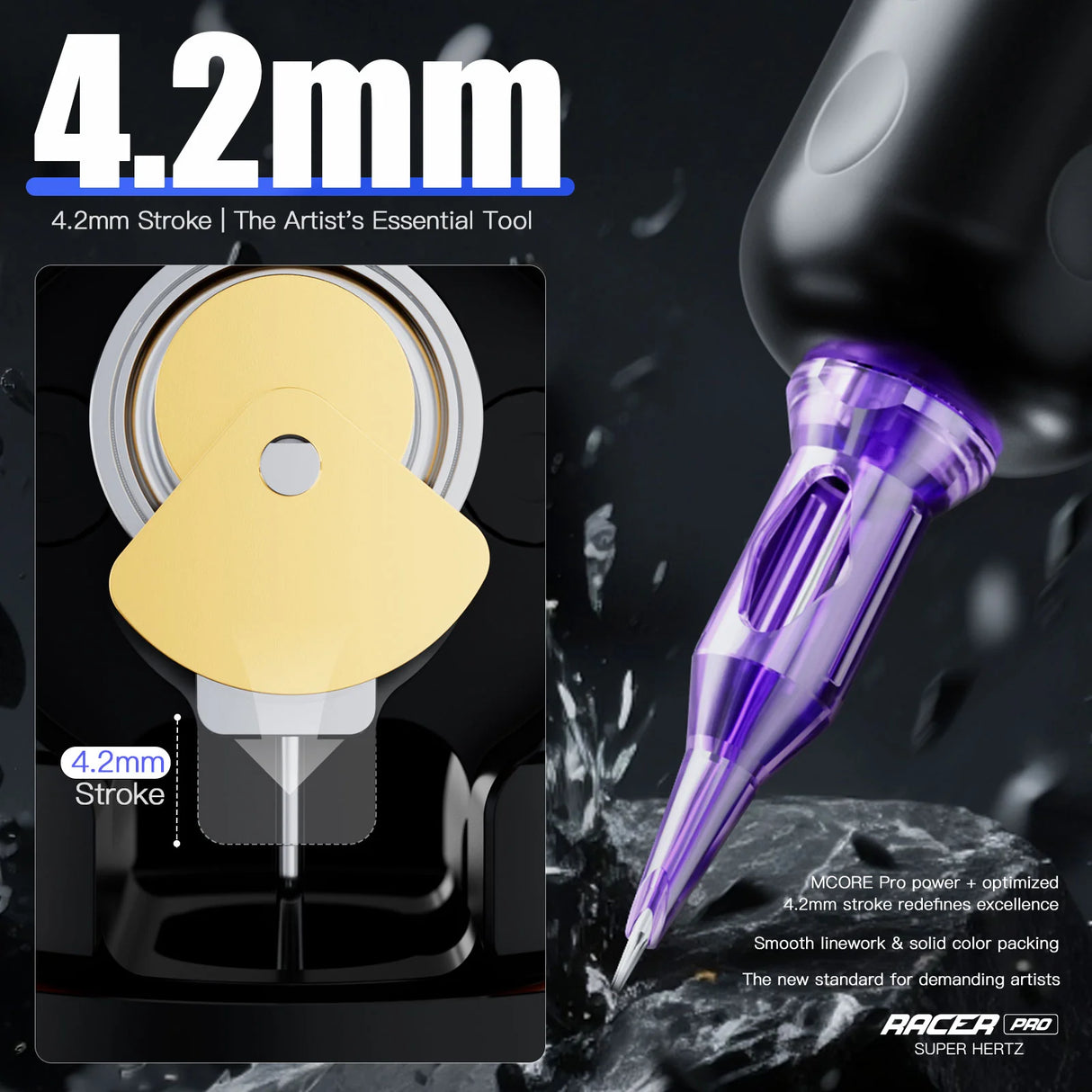 Mast Racer Pro Pink Wireless Tattoo Pen 4.2mm Stroke