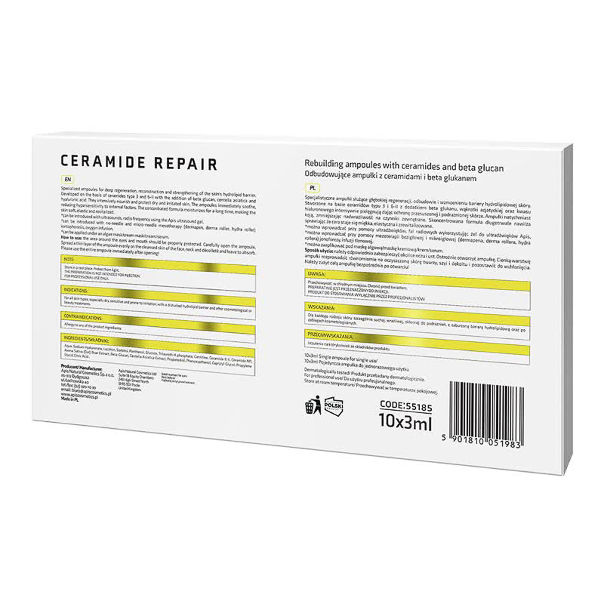 Apis CERAMIDE REPAIR Reconstructive ampoules with ceramides and beta glucanemi 10 x 3 ml - BVShop