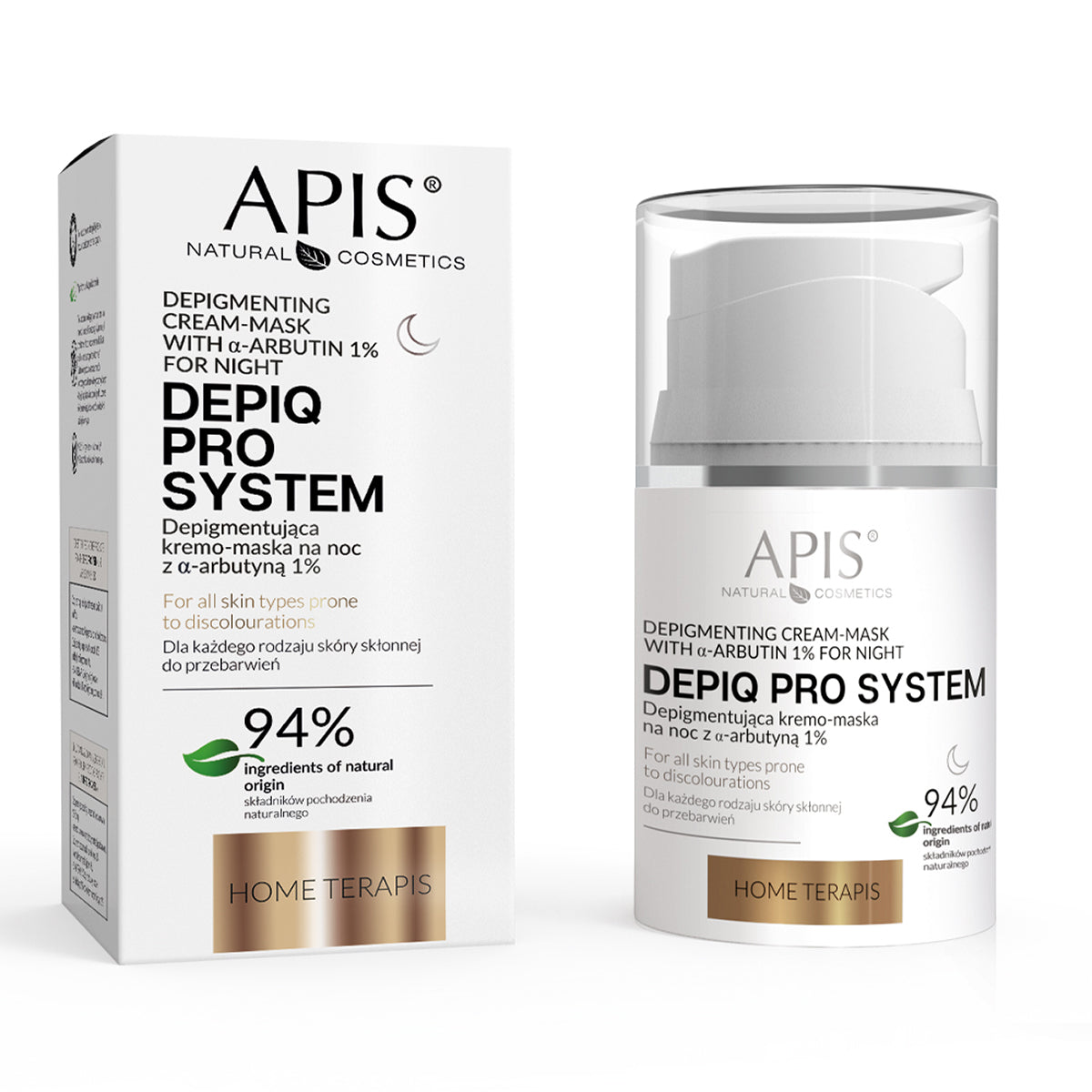 APIS DEPIQ PRO SYSTEM Depigmenting night cream-mask with α-arbutin 1%, 50 ml - BVShop