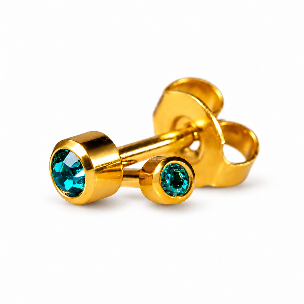 Caflon Blu Piercing Earrings Mini Blue Zircon 3 mm (24ct Gold Plated)