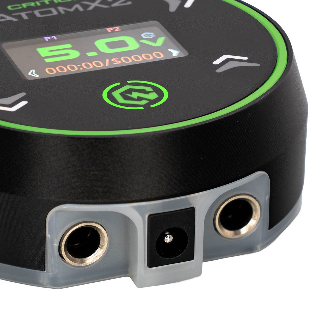 Critical Tattoo Atom X2 display controls and connections close-up