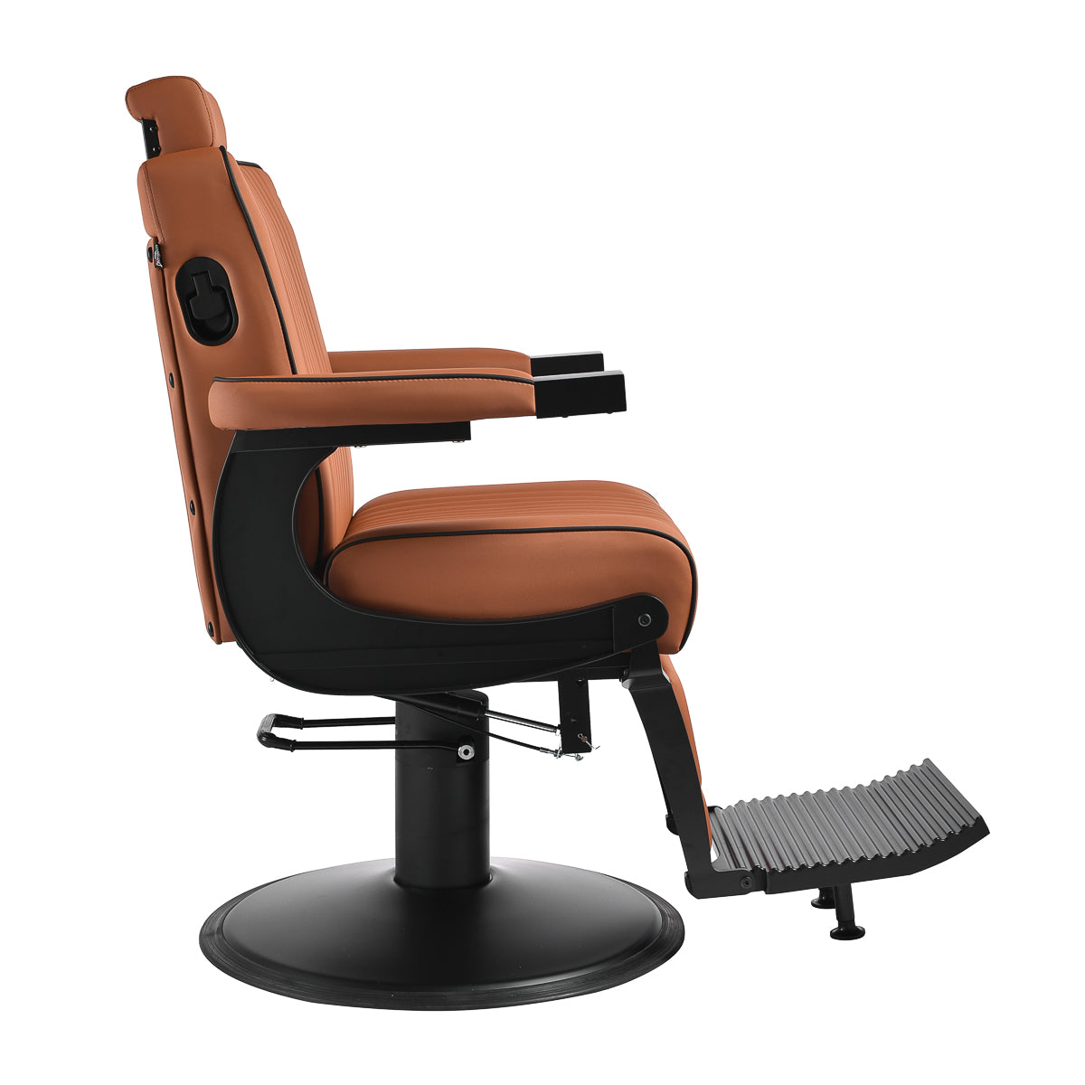 Gabbiano Levi barber chair with black frame brown without stitching at the back - BVShop