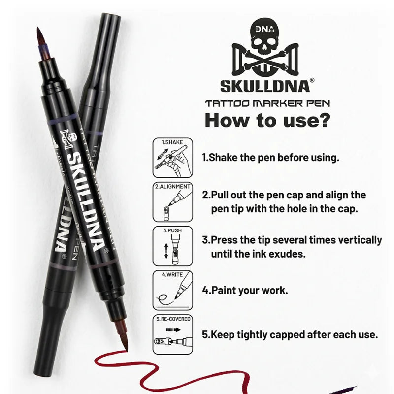 Skull DNA Dual-Ended Skin Marker Red/Blue - BVShop