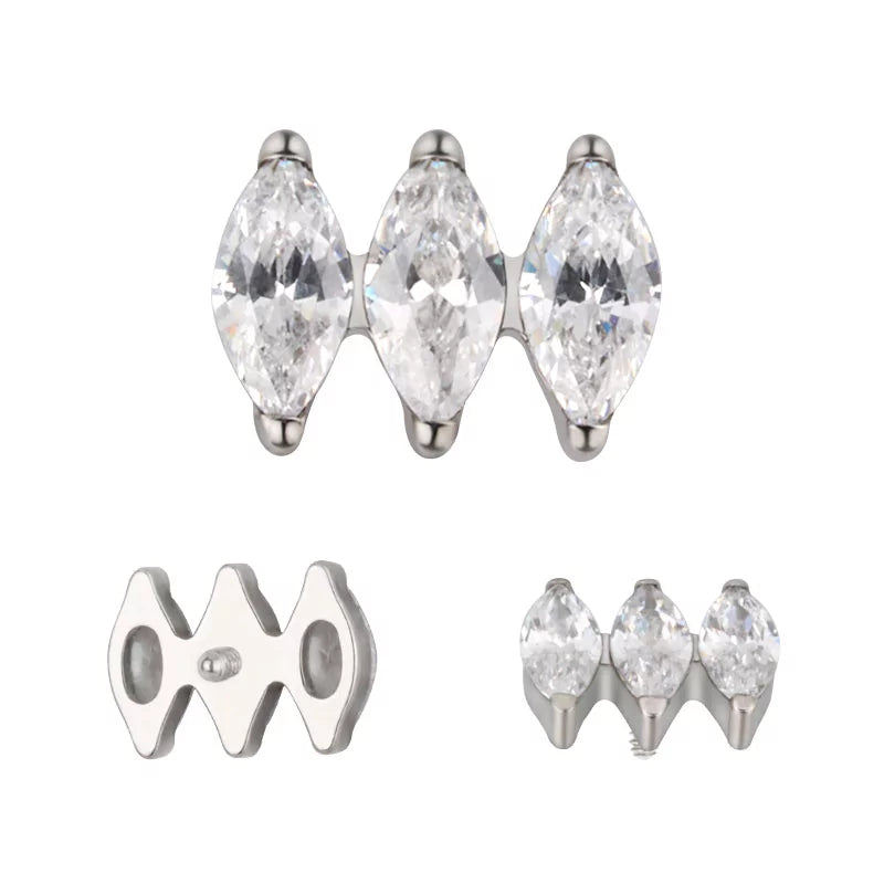 Titanium Ring Parallel Marquise