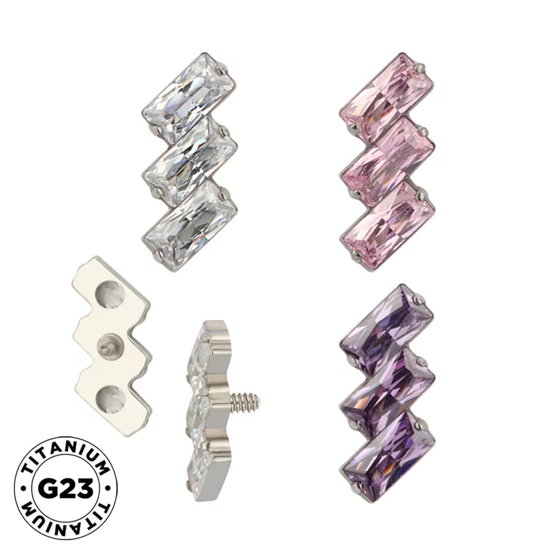 Titanium Ring Tips 3 Rectangle Bezel