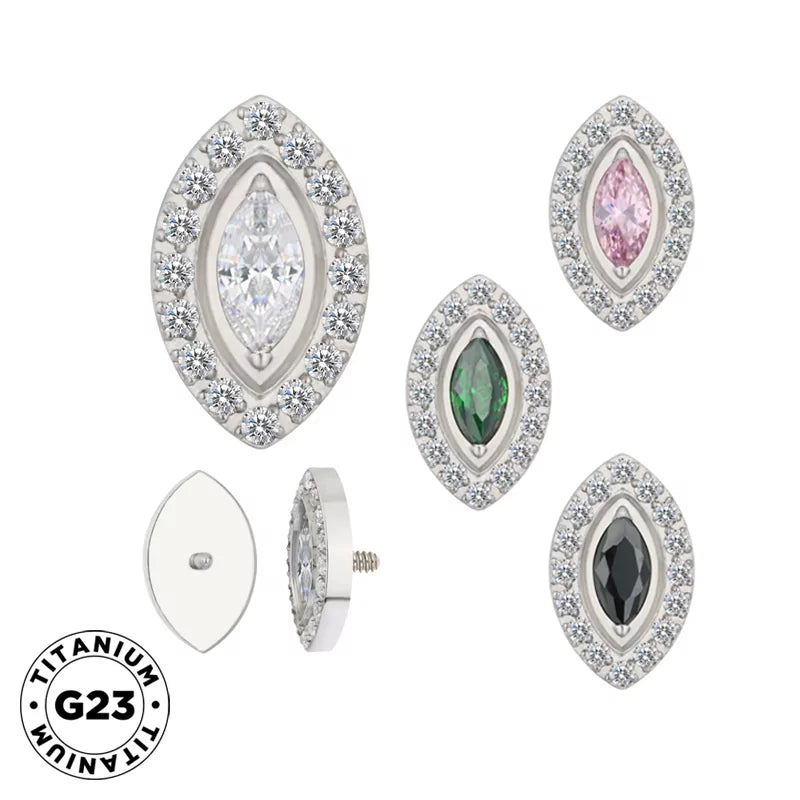 Titanium Ring Tips Marquise Bezel Set