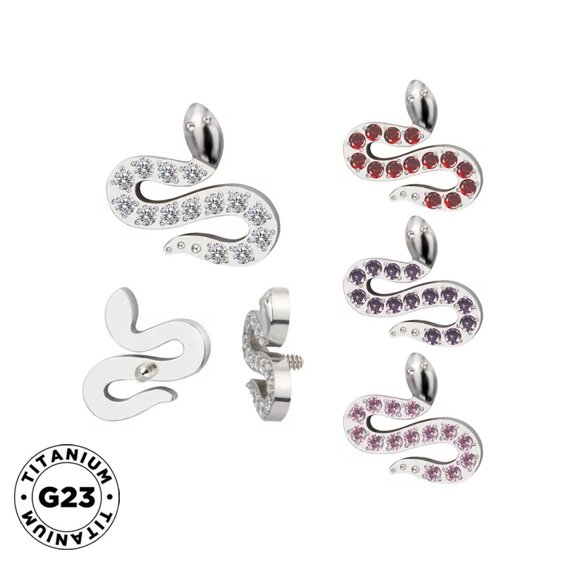 Titanium Ring Tips Paved Snake