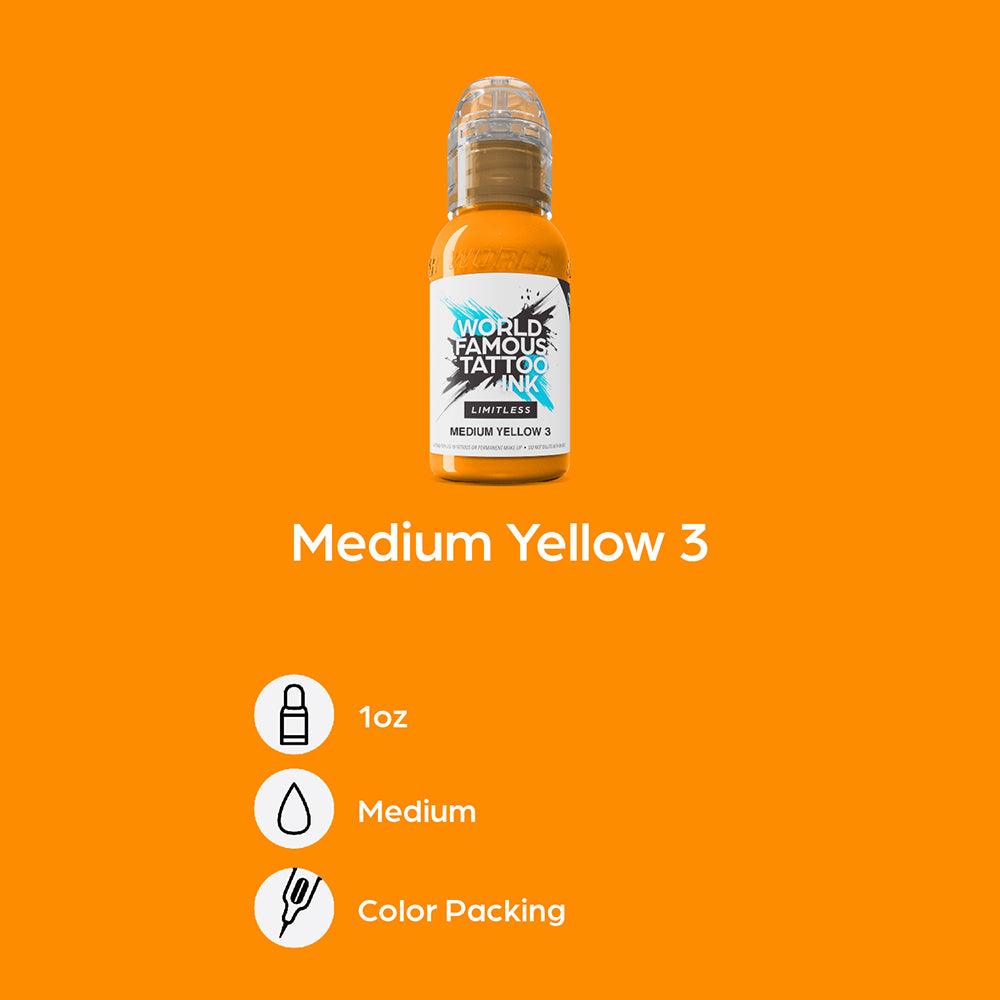 World Famous Limitless Tattoo Ink Medium Yellow 3 30ml - BVShop