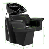 Black Gabbiano Lucca hairdressing wash unit with a sleek design and built-in sink for salon hair washing stations.