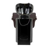 Gabbiano Lucca brown hairdressing wash unit with sink and chair, featuring sleek design and comfortable styling station.