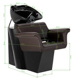 Gabbiano Lucca brown hairdressing wash unit with sink and chair for salon shampooing services.