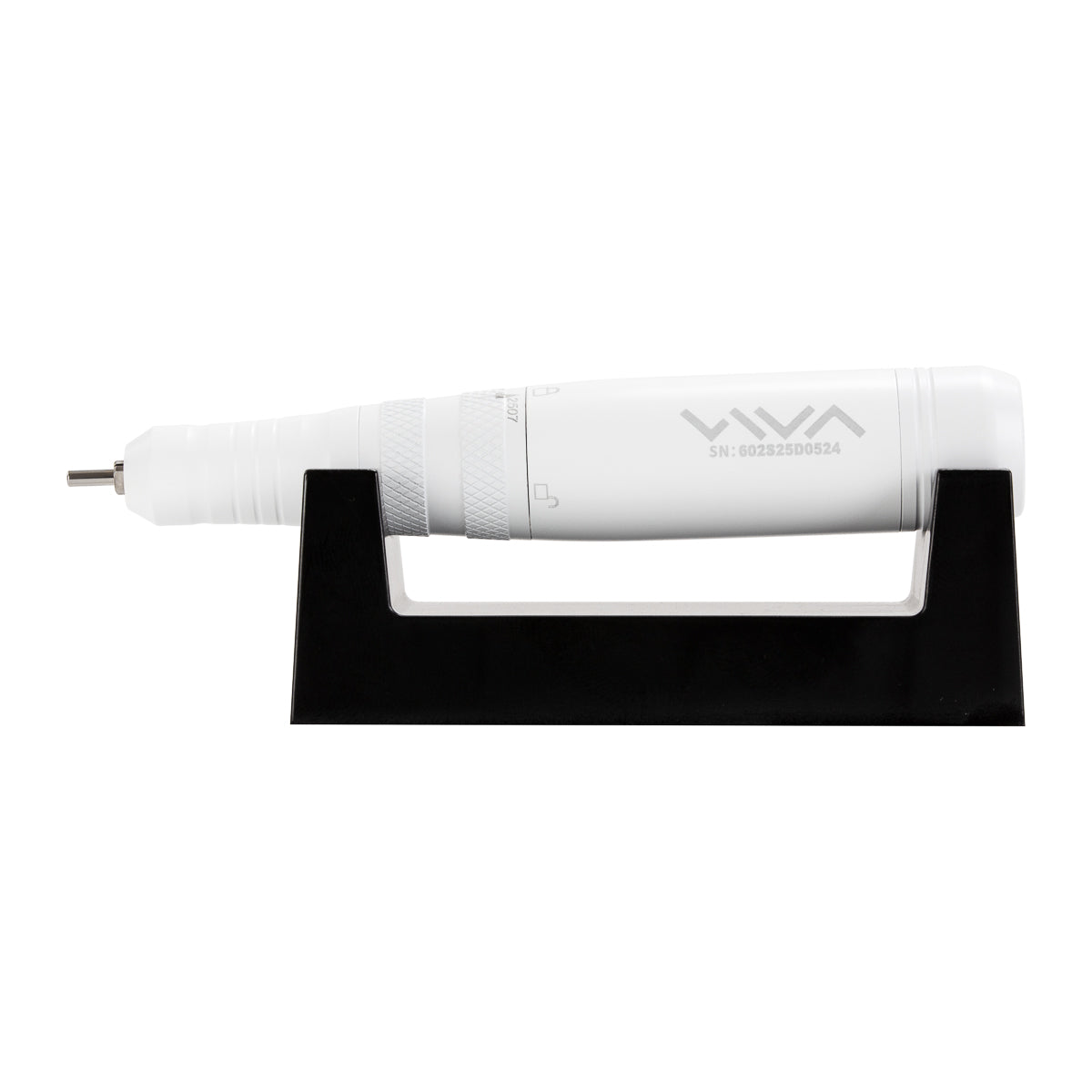 VIVA Nail Drill VIVA 602 S in white, with a sleek design, showing the handheld device and its adjustable bit attachments.