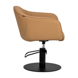 Caramel salon chair with hydraulic lift and ergonomic armrests
