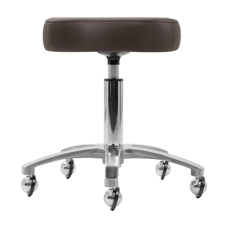 Brown Omega Supremo swivel stool with a cushioned seat and metal base, perfect for modern kitchen or bar areas.