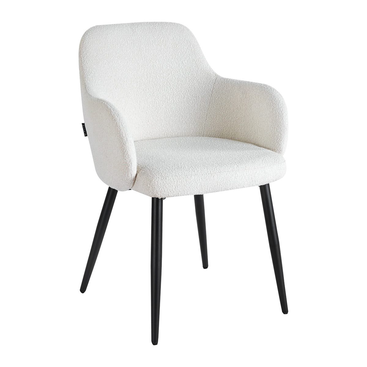 4RICO Intra white sherpa chair with rounded backrest and black metal legs