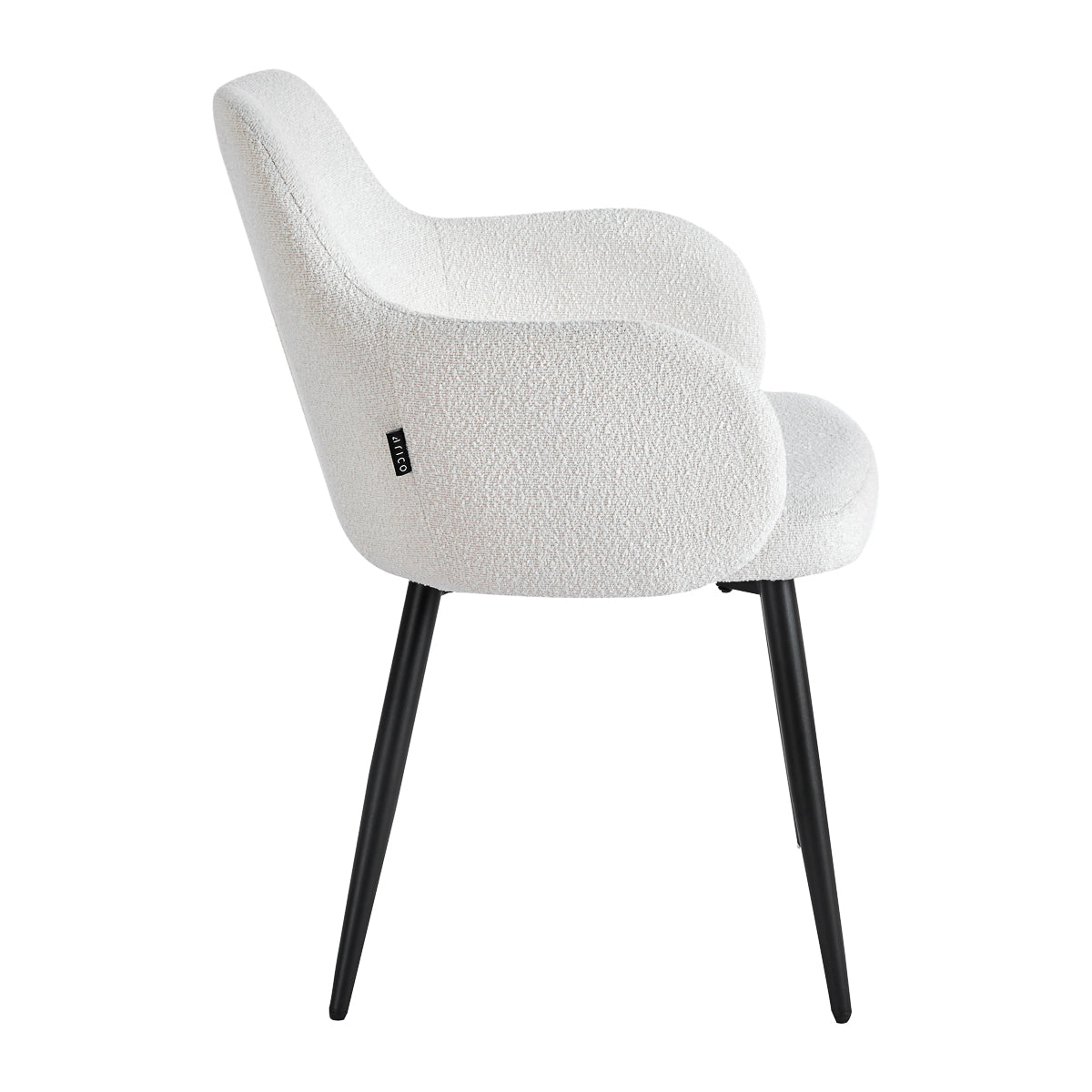 4RICO Intra white sherpa chair with rounded backrest and black metal legs