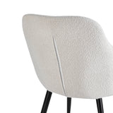4RICO Intra white sherpa chair with rounded backrest and black metal legs
