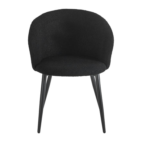 4RICO Asola black sherpa chair with rounded backrest and black metal legs
