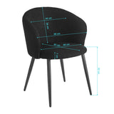 4RICO Asola black sherpa chair with rounded backrest and black metal legs