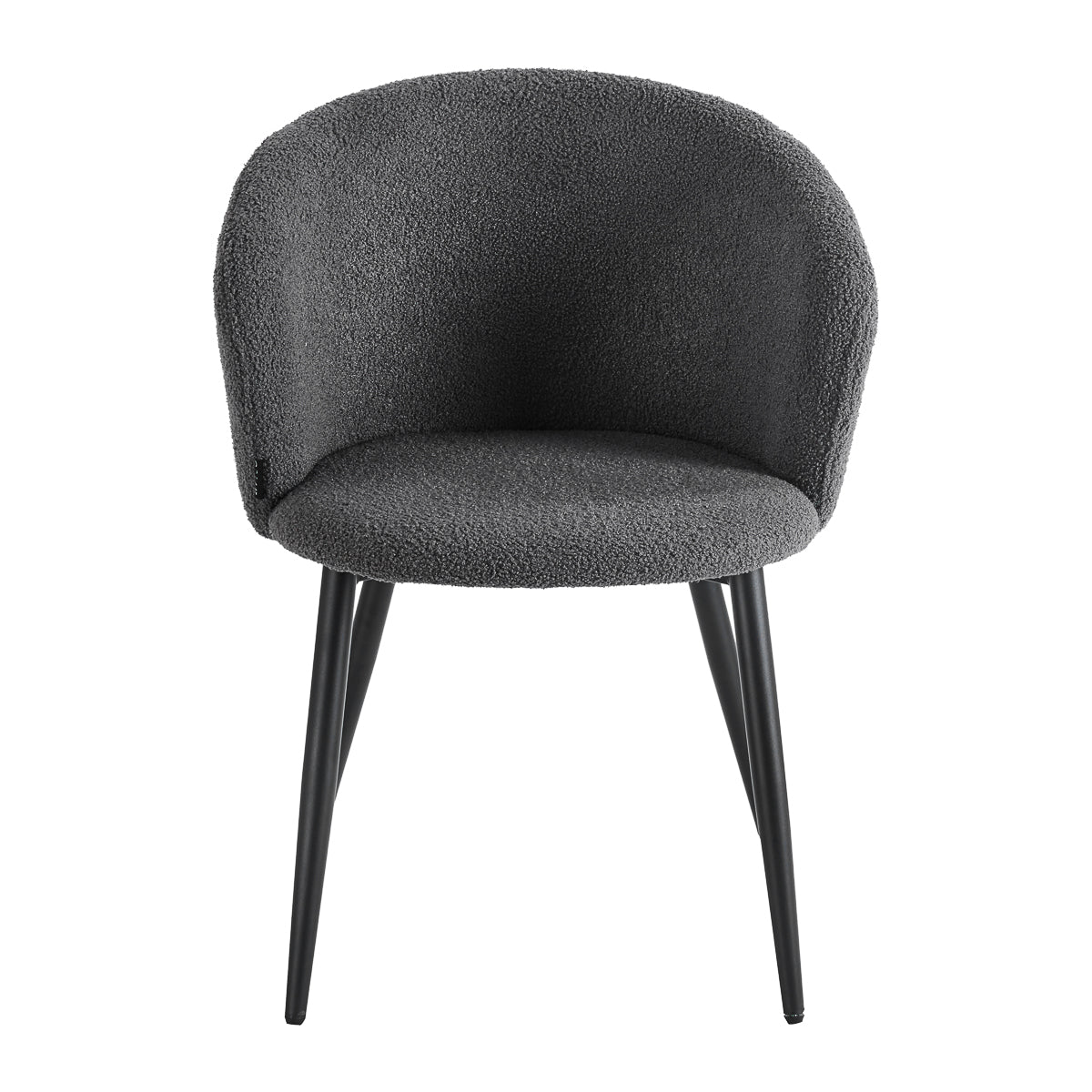 4RICO Asola grey sherpa chair with rounded backrest and black metal legs