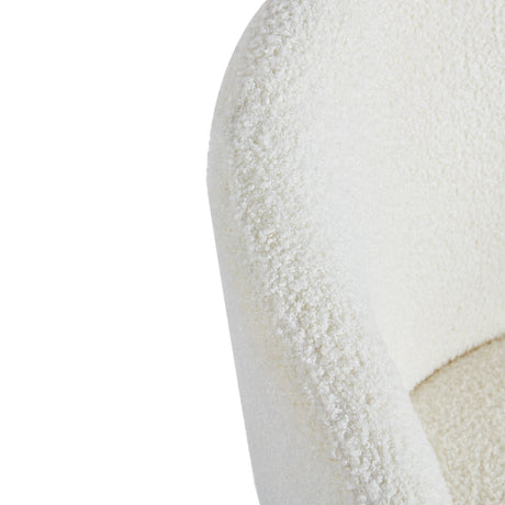 4RICO Asola white sherpa chair with rounded backrest and black metal legs