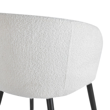 4RICO Asola white sherpa chair with rounded backrest and black metal legs