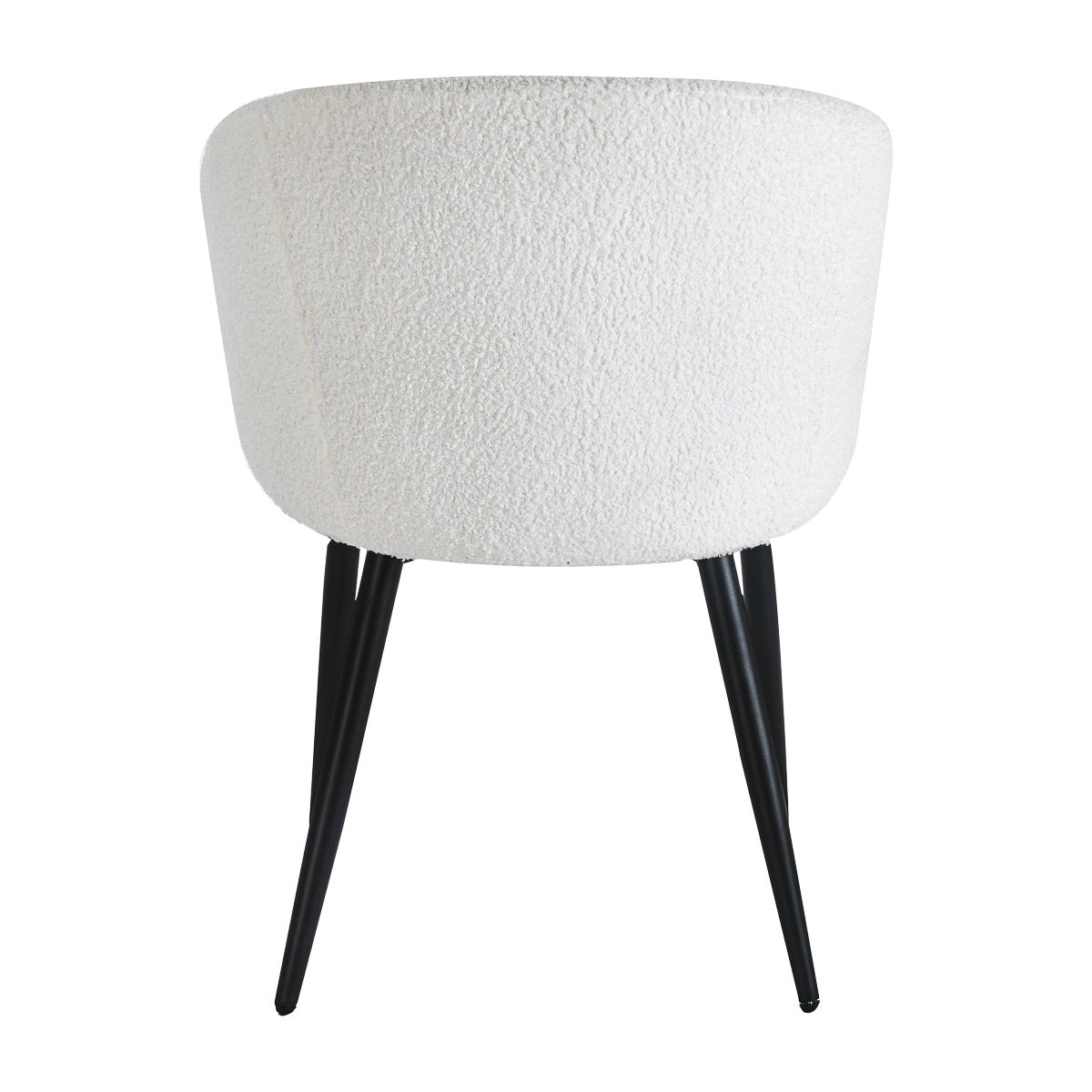 4RICO Verso white sherpa chair with contoured backrest and black metal legs