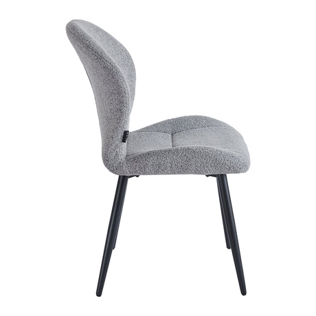 Lucente grey boucle-style chair with padded seat and metal frame