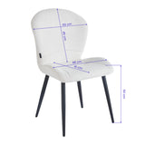 4RICO Lucente white sherpa chair with profiled backrest and black metal legs