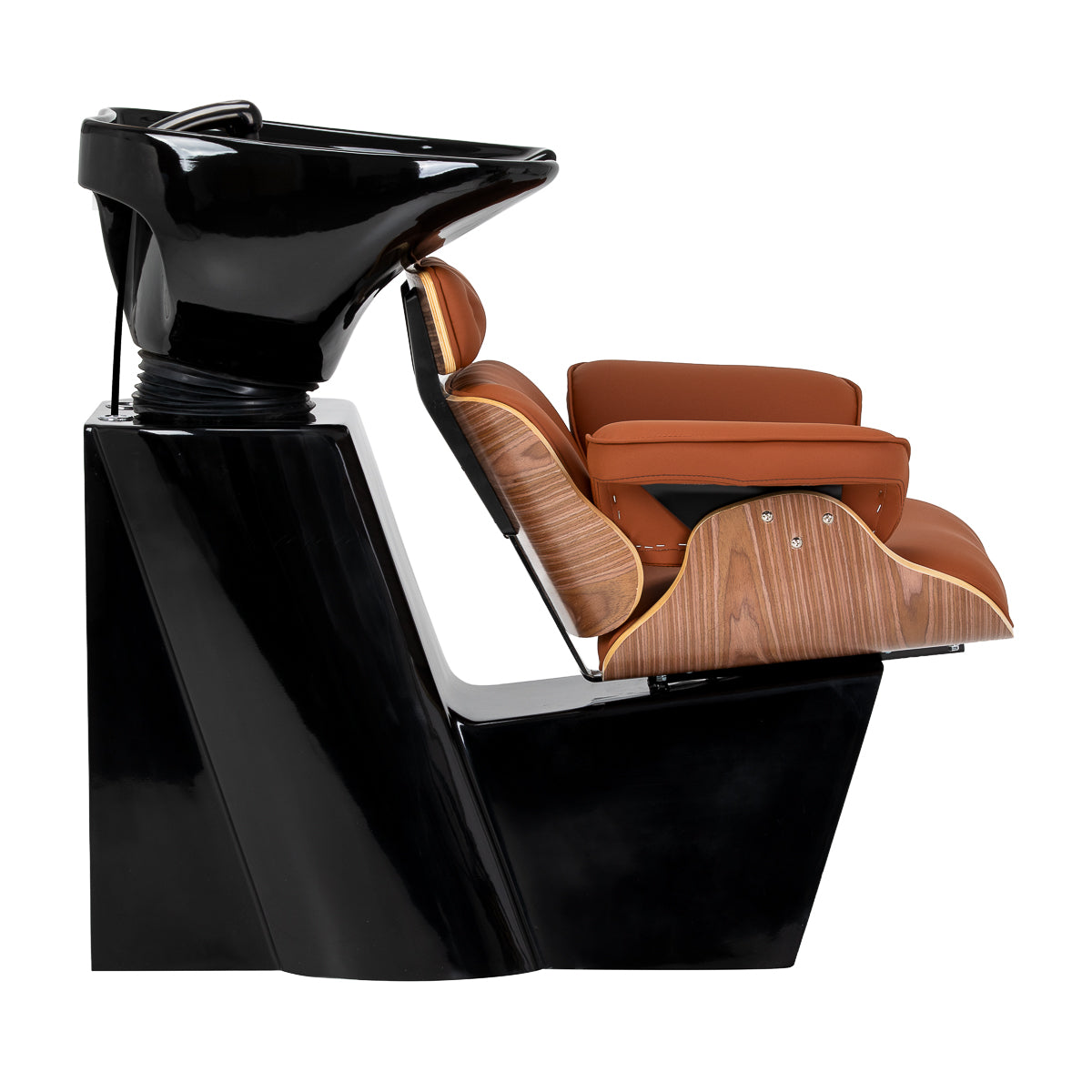Gabbiano Florence salon wash unit with brown synthetic leather upholstery