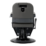 Back view of Gabbiano Bruno graphite barber chair with stitched upholstery