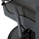 Reclining backrest detail on Gabbiano Bruno graphite barber chair