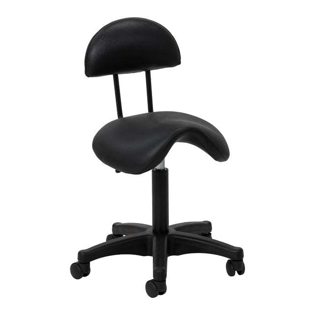 ACTIVESHOP 6001 black saddle cosmetic stool with supportive backrest