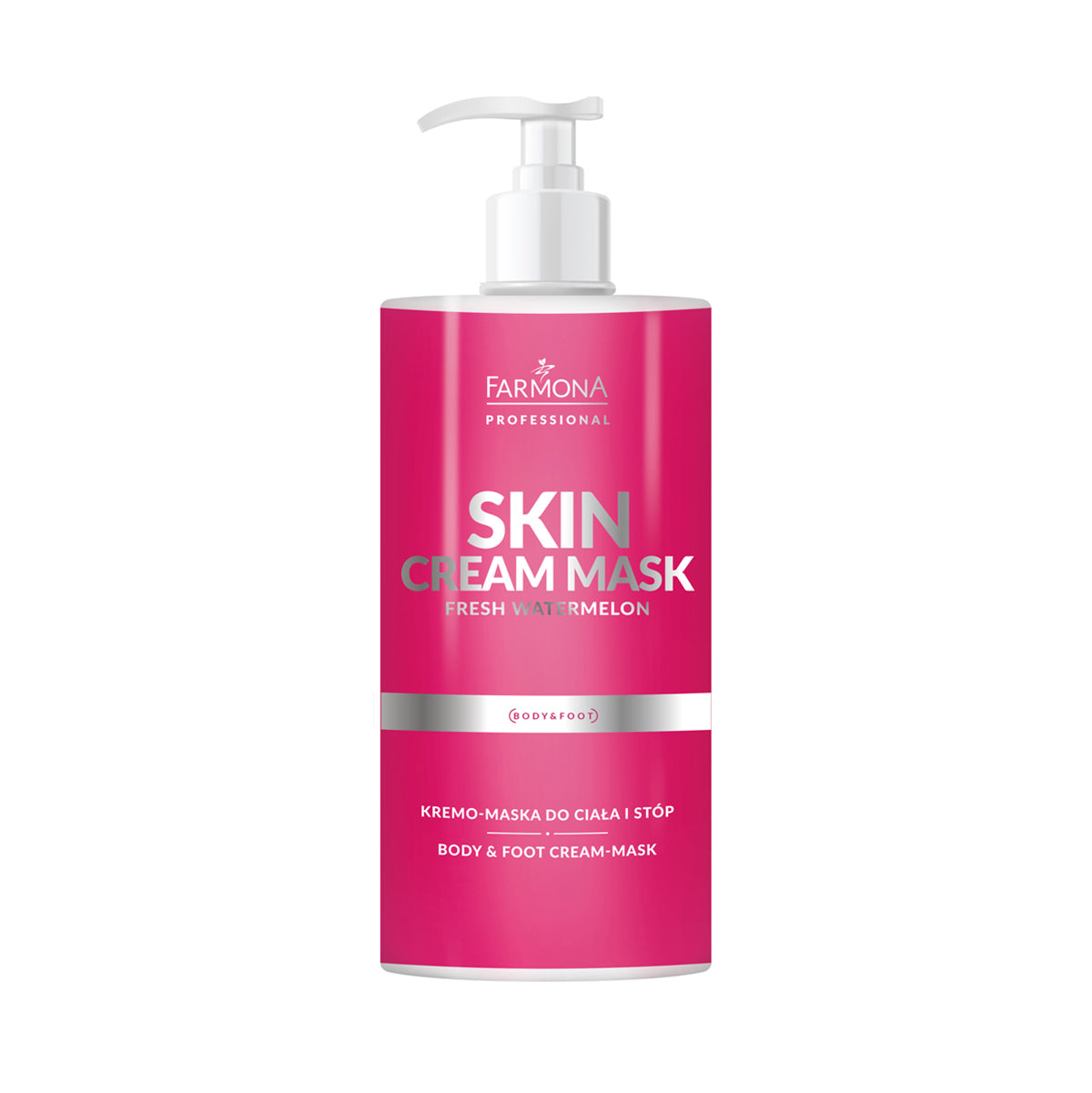 Farmona Skin Fresh Watermelon Body and Foot Mask 500ml jar, featuring watermelon extract for moisturizing and revitalizing skin.