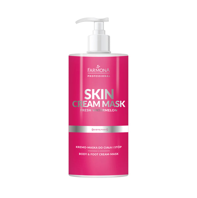 Farmona Skin Fresh Watermelon Body and Foot Mask 500ml jar, featuring watermelon extract for moisturizing and revitalizing skin.