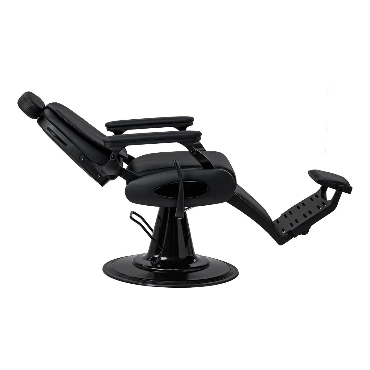 Gabbiano Francesco Barber Chair With Massage – Black, Black Base · Reclined position