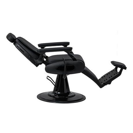 Gabbiano Francesco Barber Chair With Massage – Black, Black Base · Reclined position