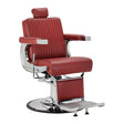 Gabbiano Visionerio+ Hydraulic Barber Chair – Red, Chrome Frame; three-quarter view