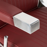 Gabbiano Visionerio+ Hydraulic Barber Chair – Red, Chrome Frame; chrome armrest end detail