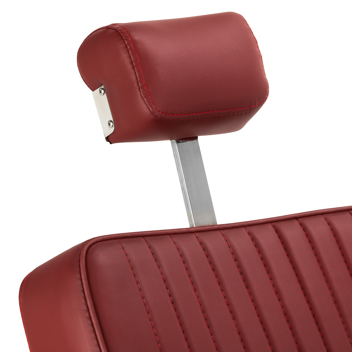 Gabbiano Visionerio+ Hydraulic Barber Chair – Red, Chrome Frame; headrest extended