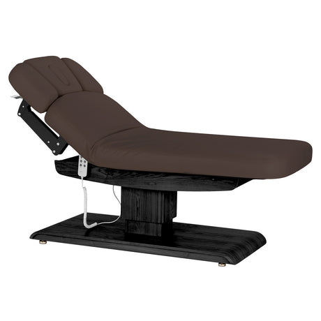 Sillon Relax Electric SPA Lounger – Dark Brown, Black Base · Reclined position